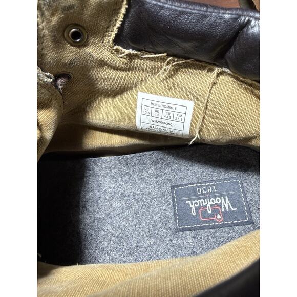 Woolrich Mens Canvas Chukka Boot Wool Lined Vibram Sole Lace Up Size 10.5